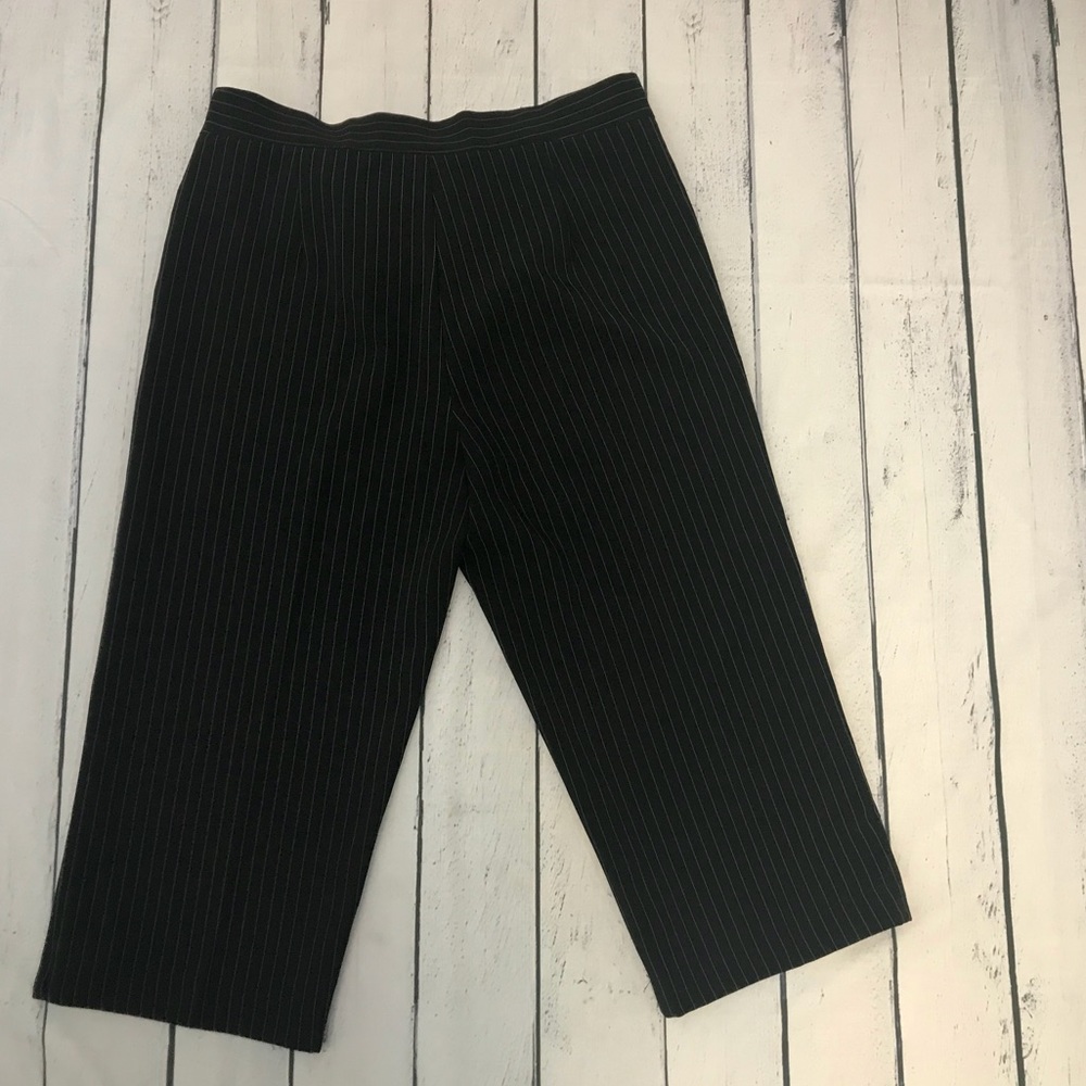 Juniors Pinstriped Black Cropped Pants - Picture 2 of 3